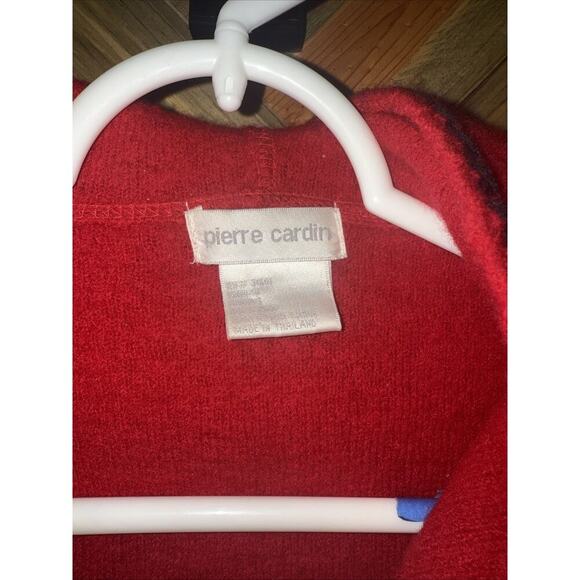 Vintage Pierre Cardin Women’s Wool SweaterJacket W/Hood-Red-Small-Toggle Closure - Picture 3 of 5